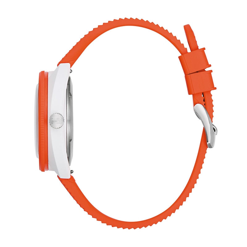 Main Image 2 of Men's Bulova Snorkel White Ceramic Orange Rubber Strap Watch with White Dial (Model: 98B448)
