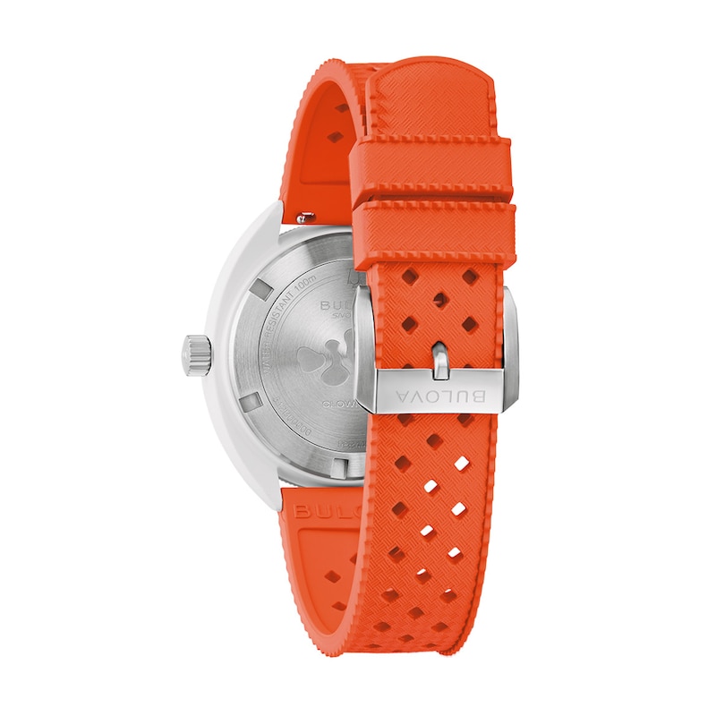 Main Image 3 of Men's Bulova Snorkel White Ceramic Orange Rubber Strap Watch with White Dial (Model: 98B448)