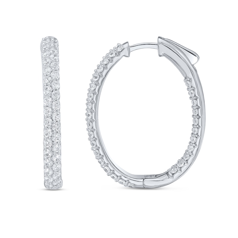 3.00 CT. T.W. Certified Lab-Grown Diamond Inside-Out Hoop Earrings in 10K White Gold (F/VS2)