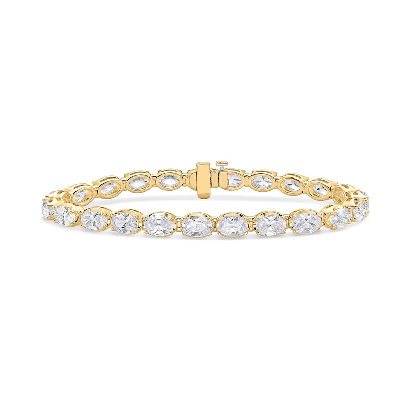 Main Image 1 of 14.40 CT. T.W. Oval Certified Lab-Grown Diamond Tennis Bracelet in 10K Gold (F/VS2)