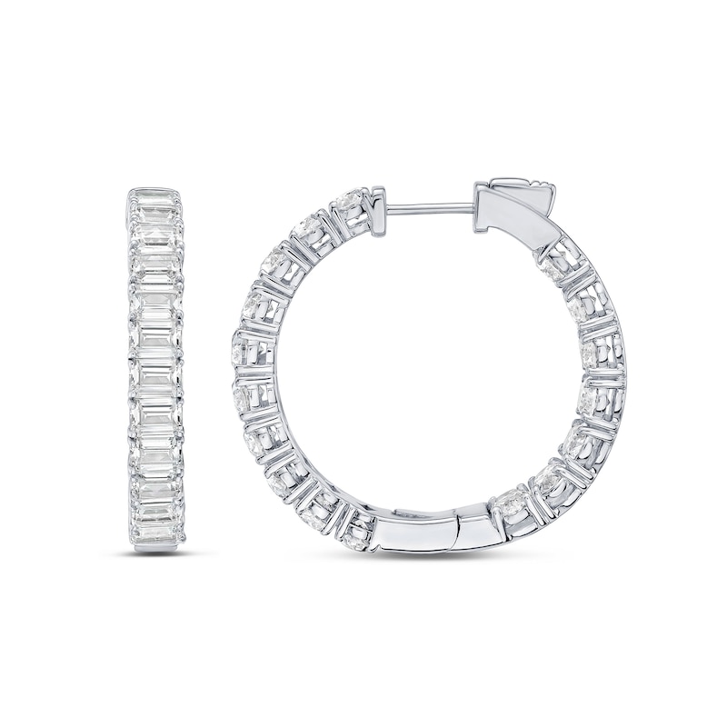 8.40 CT. T.W. Emerald-Cut Certified Lab-Grown Diamond Inside-Out Hoop Earrings in 10K White Gold (F/VS2)