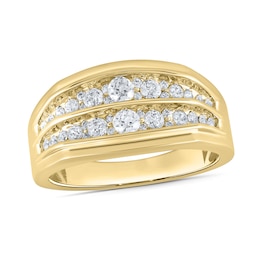 1.25 CT. T.W. Certified Lab-Grown Diamond Graduated Double Row Anniversary Band in 10K Gold (F/VS2)