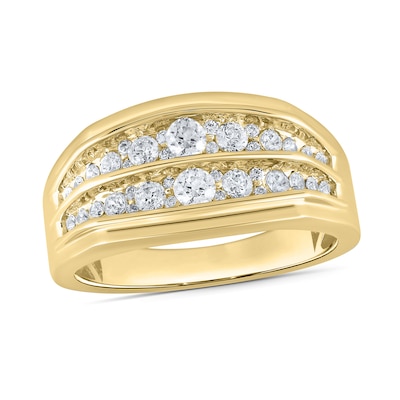 1.25 CT. T.W. Certified Lab-Created Diamond Graduated Double Row Anniversary Band in 10K Gold (F/VS2)