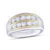 Thumbnail Image 1 of 1.00 CT. T.W. Certified Lab-Grown Diamond Double Row Anniversary Band in 10K Two-Tone Gold (F/VS2)