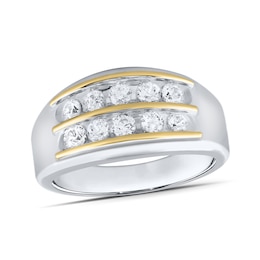 1.00 CT. T.W. Certified Lab-Grown Diamond Double Row Anniversary Band in 10K Two-Tone Gold (F/VS2)