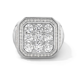 2.95 CT. T.W. Certified Lab-Grown Multi-Diamond Octagon Frame Ring in Sterling Silver (F/SI2)