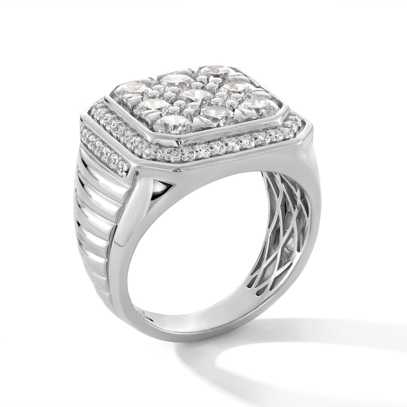 Main Image 2 of 2.95 CT. T.W. Certified Lab-Created Multi-Diamond Octagon Frame Ring in Sterling Silver (F/SI2)