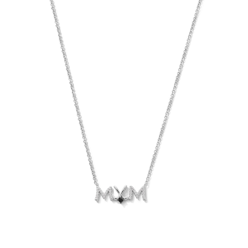 0.115 CT. T.W. Black and White Diamond Hockey Mom Necklace in Sterling Silver