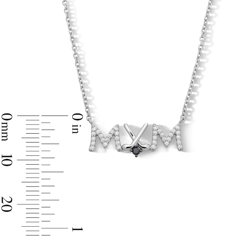 0.115 CT. T.W. Black and White Diamond Hockey Mom Necklace in Sterling Silver