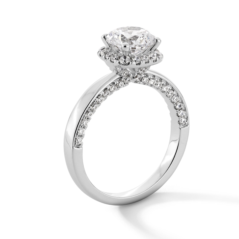 Main Image 3 of 2.00 CT. T.W. Certified Lab-Grown Diamond Cushion Frame Engagement Ring in 14K White Gold (F/VS2)