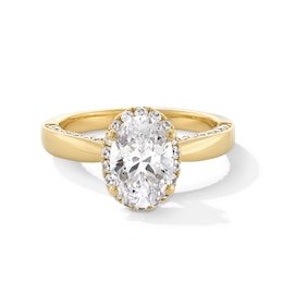 2.00 CT. T.W. Oval Certified Lab-Grown Diamond Frame Engagement Ring in 14K Gold (F/VS2)