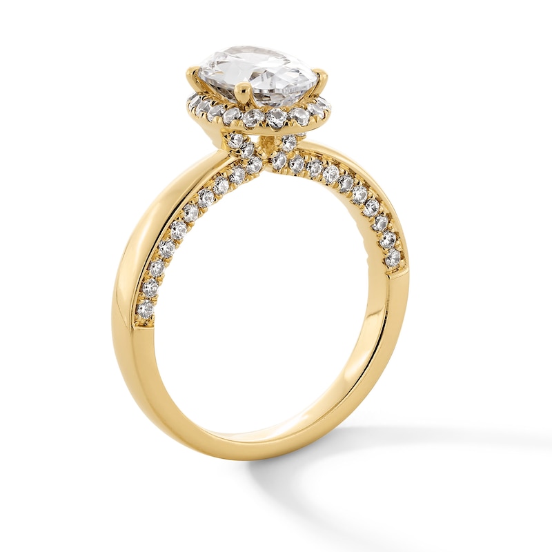 Main Image 3 of 2.00 CT. T.W. Oval Certified Lab-Grown Diamond Frame Engagement Ring in 14K Gold (F/VS2)