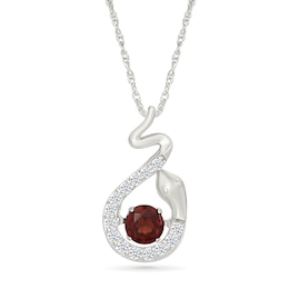 Unstoppable Love™ 4.5mm Garnet and White Lab-Created Sapphire Snake Pendant in Sterling Silver