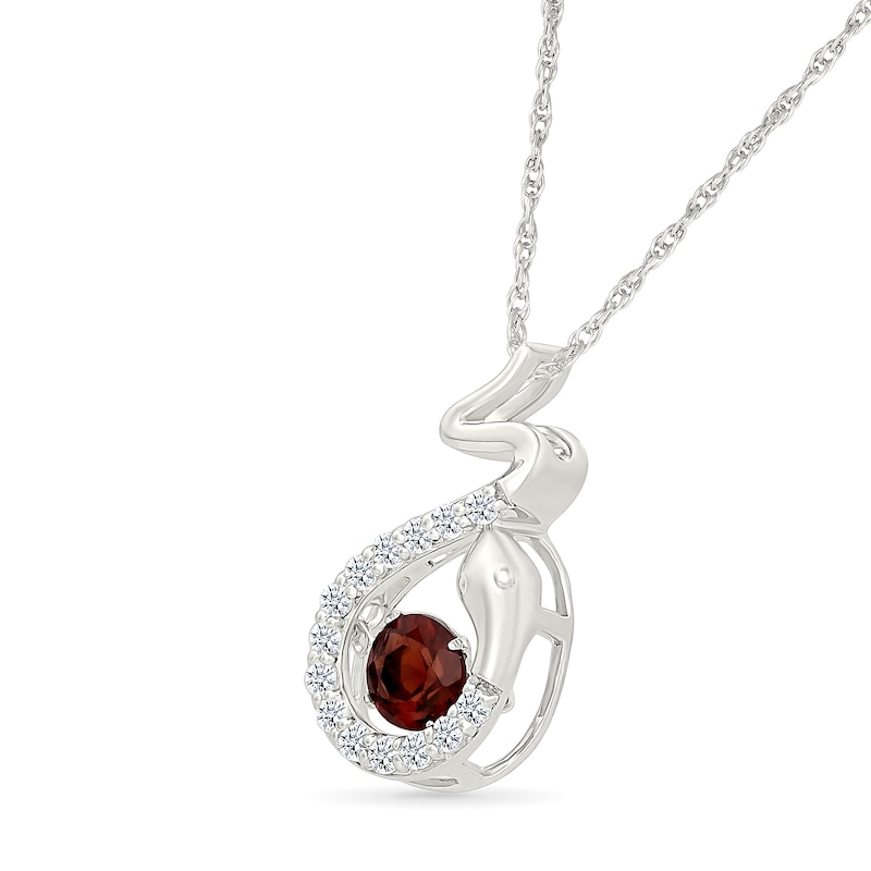 Main Image 2 of Unstoppable Love™ 4.5mm Garnet and White Lab-Created Sapphire Snake Pendant in Sterling Silver
