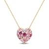 Thumbnail Image 1 of Rhodolite Garnet, Tourmaline and Amethyst Cluster Heart Necklace in 10K Gold