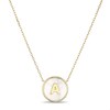 Thumbnail Image 1 of Mother-of-Pearl Block Initial “A” Necklace in Sterling Silver with 18K Gold-Plate