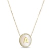 Thumbnail Image 2 of Mother-of-Pearl Block Initial “A” Necklace in Sterling Silver with 18K Gold-Plate