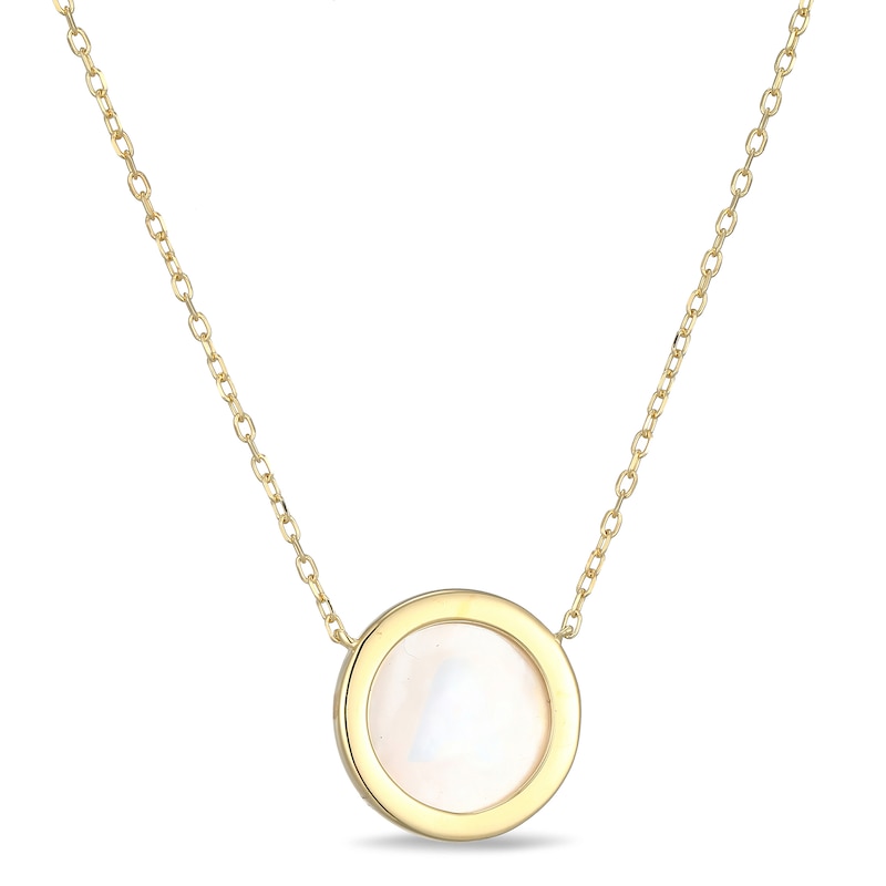 Main Image 3 of Mother-of-Pearl Block Initial “A” Necklace in Sterling Silver with 18K Gold-Plate