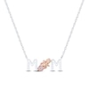Thumbnail Image 1 of Pink Lab-Created Sapphire “MOM” Slipper Necklace in Sterling Silver and 10K Rose Gold