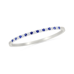 Blue and White Lab-Created Sapphire Alternating Bangle in Sterling Silver
