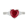 Thumbnail Image 2 of 8.0mm Heart-Shaped Lab-Created Ruby and White Lab-Created Sapphire Tri-Sides Ring in Sterling Silver