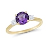 Thumbnail Image 1 of 7.0mm Amethyst and 0.18 CT. T.W. Certified Lab-Grown Diamond Three Stone Ring in 10K Gold (F/SI2)