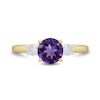 Thumbnail Image 2 of 7.0mm Amethyst and 0.18 CT. T.W. Certified Lab-Grown Diamond Three Stone Ring in 10K Gold (F/SI2)