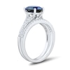 Thumbnail Image 3 of Oval Blue Lab-Created Sapphire and 0.34 CT. T.W. Certified Lab-Grown Diamond Bridal Set in 10K White Gold (F/SI2)