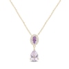 Thumbnail Image 1 of Oval and Pear-Shaped Amethyst with 0.085 CT. T.W. Diamond Drop Necklace in 10K Gold - 17”