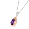 Thumbnail Image 2 of Pear-Shaped Amethyst and White Lab-Created Sapphire Pendant in Sterling Silver and 10K Rose Gold