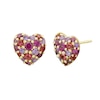 Thumbnail Image 1 of Rhodolite Garnet, Tourmaline and Amethyst Cluster Heart Stud Earrings in 10K Gold