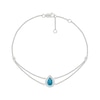 Thumbnail Image 1 of Pear-Shaped Swiss Blue Topaz and 0.115 CT. T.W. Diamond Frame Double Strand Bracelet in Sterling Silver - 7.5”