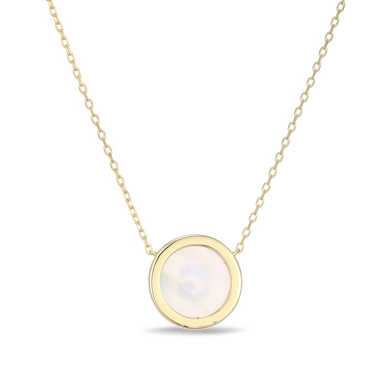 Main Image 3 of Mother-of-Pearl Block Initial “G” Necklace in Sterling Silver with 18K Gold-Plate