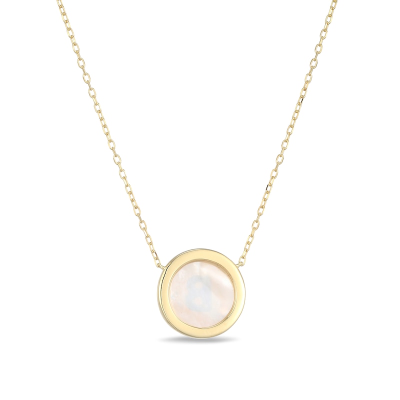 Main Image 3 of Mother-of-Pearl Block Initial “B” Necklace in Sterling Silver with 18K Gold-Plate