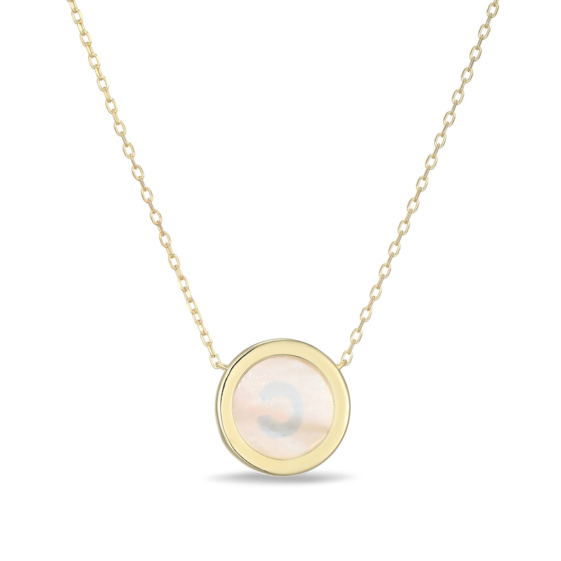 Main Image 3 of Mother-of-Pearl Block Initial “C” Necklace in Sterling Silver with 18K Gold-Plate