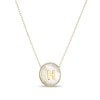 Thumbnail Image 2 of Mother-of-Pearl Block Initial “H” Necklace in Sterling Silver with 18K Gold-Plate