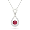 Thumbnail Image 1 of Unstoppable Love™ 5.0mm Lab-Created Ruby and White Lab-Created Sapphire Heart Drop Pendant in Sterling Silver