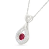 Thumbnail Image 2 of Unstoppable Love™ 5.0mm Lab-Created Ruby and White Lab-Created Sapphire Heart Drop Pendant in Sterling Silver