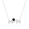 Thumbnail Image 1 of 4.0mm Onyx and White Lab-Created Sapphire “MOM” Bowling Necklace in Sterling Silver - 17”