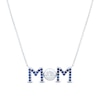 Thumbnail Image 1 of Blue Lab-Created Sapphire “MOM” Swim Necklace in Sterling Silver - 17”