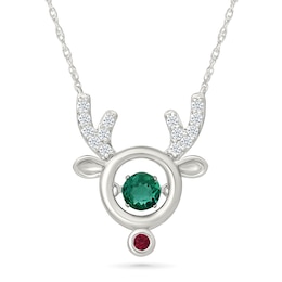 Unstoppable Love™ Lab-Created Gemstone Reindeer Necklace in Sterling Silver
