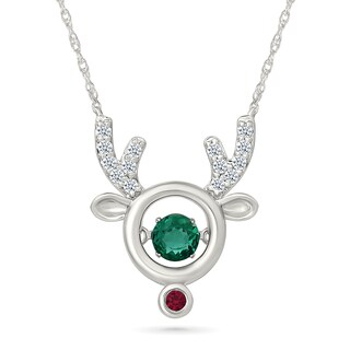 Unstoppable Love™ Lab-Created Gemstone Reindeer Necklace in Sterling Silver