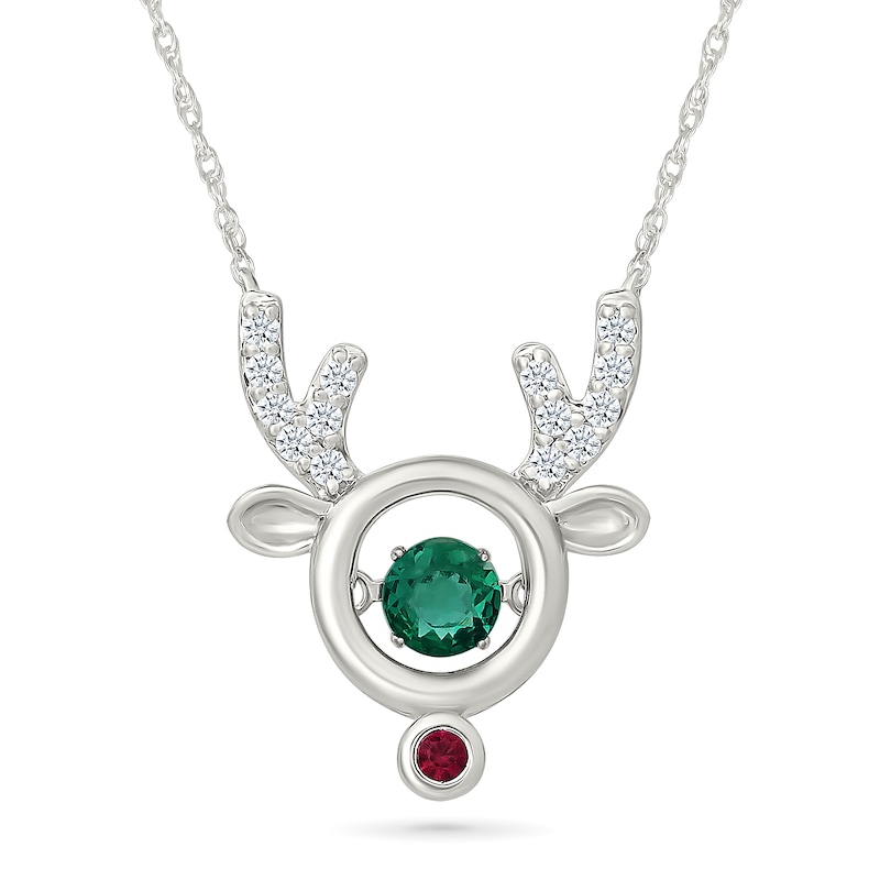 Unstoppable Love™ Lab-Created Gemstone Reindeer Necklace in Sterling Silver