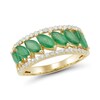 Thumbnail Image 1 of Marquise-Cut Emerald and 0.23 CT. T.W. Diamond Edge Band in 10K Gold