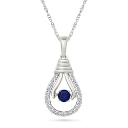 Unstoppable Love™ Blue and White Lab-Created Sapphire Light Bulb Pendant in Sterling Silver