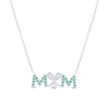 Thumbnail Image 1 of Lab-Created Emerald “MOM" Tennis Necklace in Sterling Silver - 17”