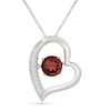 Thumbnail Image 1 of Unstoppable Love™ 5.0mm Garnet and White Lab-Created Sapphire Tilted Heart Pendant in Sterling Silver