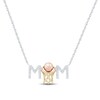 Thumbnail Image 1 of White Lab-Created Sapphire “MOM” Basketball Necklace in Sterling Silver and 10K Two-Tone Gold - 17”
