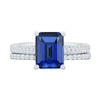 Thumbnail Image 2 of Emerald-Cut Blue Lab-Created Sapphire and 0.23 CT. T.W. Certified Lab-Grown Diamond Bridal Set in 10K White Gold