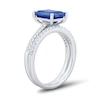 Thumbnail Image 3 of Emerald-Cut Blue Lab-Created Sapphire and 0.23 CT. T.W. Certified Lab-Grown Diamond Bridal Set in 10K White Gold